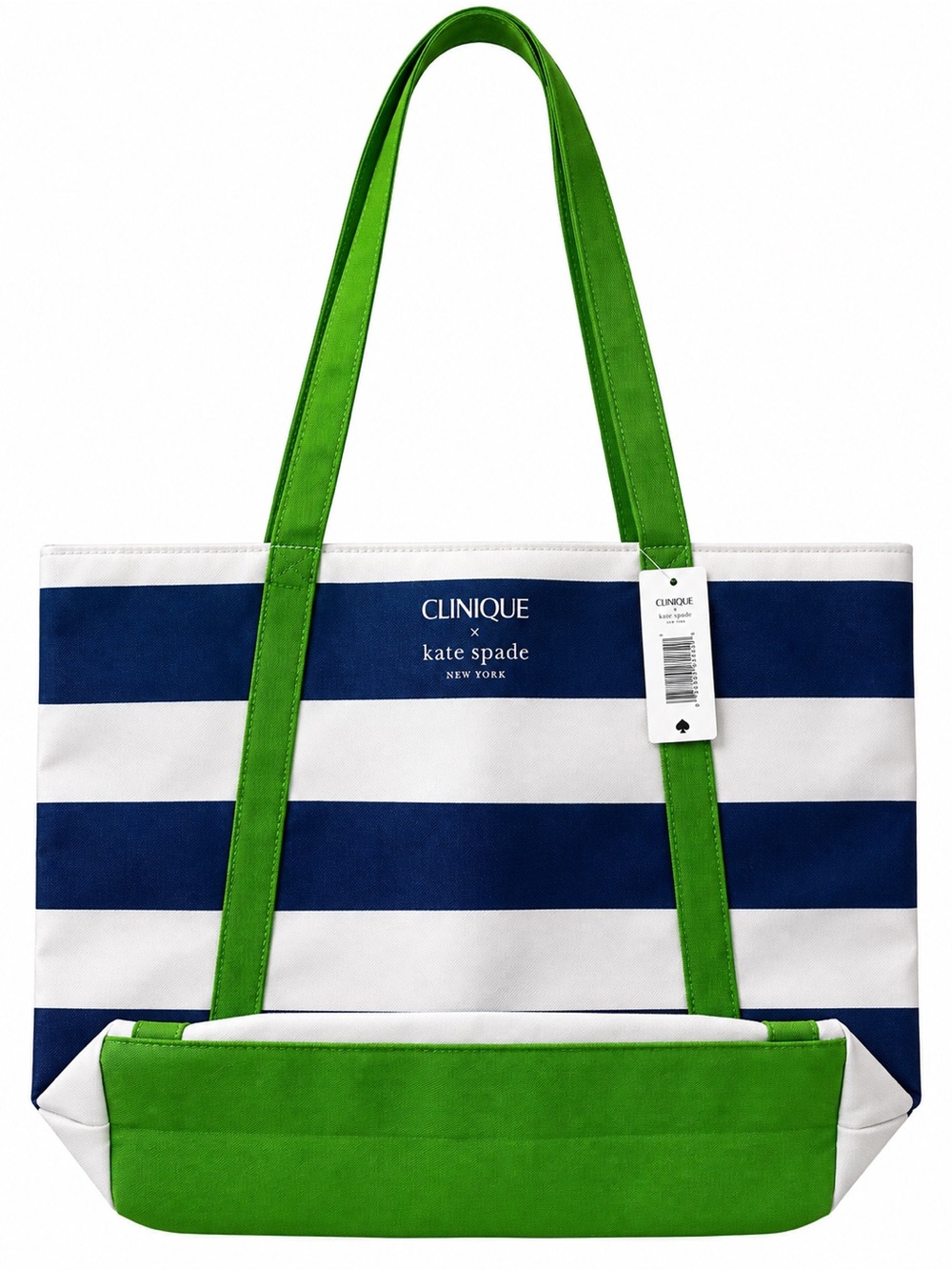 Clinique x Kate Spade New York Tote Bag Navy White Green Striped Collaboration